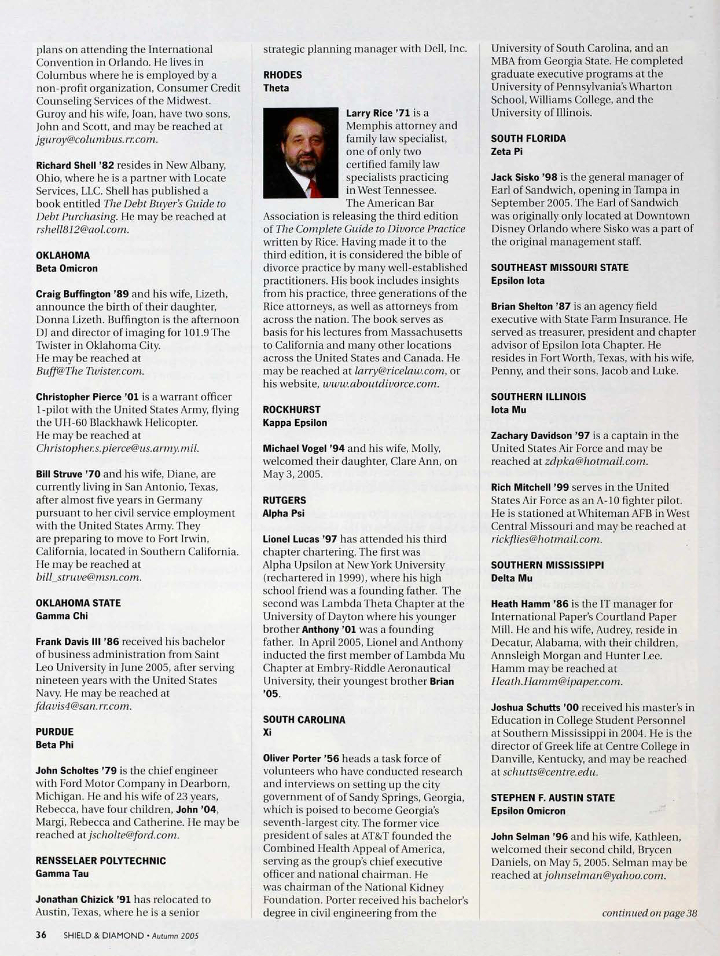 Alumni Notes, Continued 1, Autumn 2005